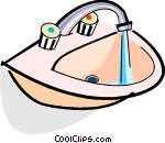 Sink With Running Water Vector Clip Art