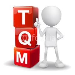Vector  3d Illustration Of Person With Word Tqm Cubes
