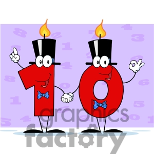 128125 Rf Clipart Illustration Number Ten Candles Cartoon Character
