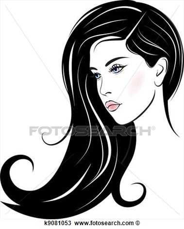 Beautiful Woman Face View Large Clip Art Graphic