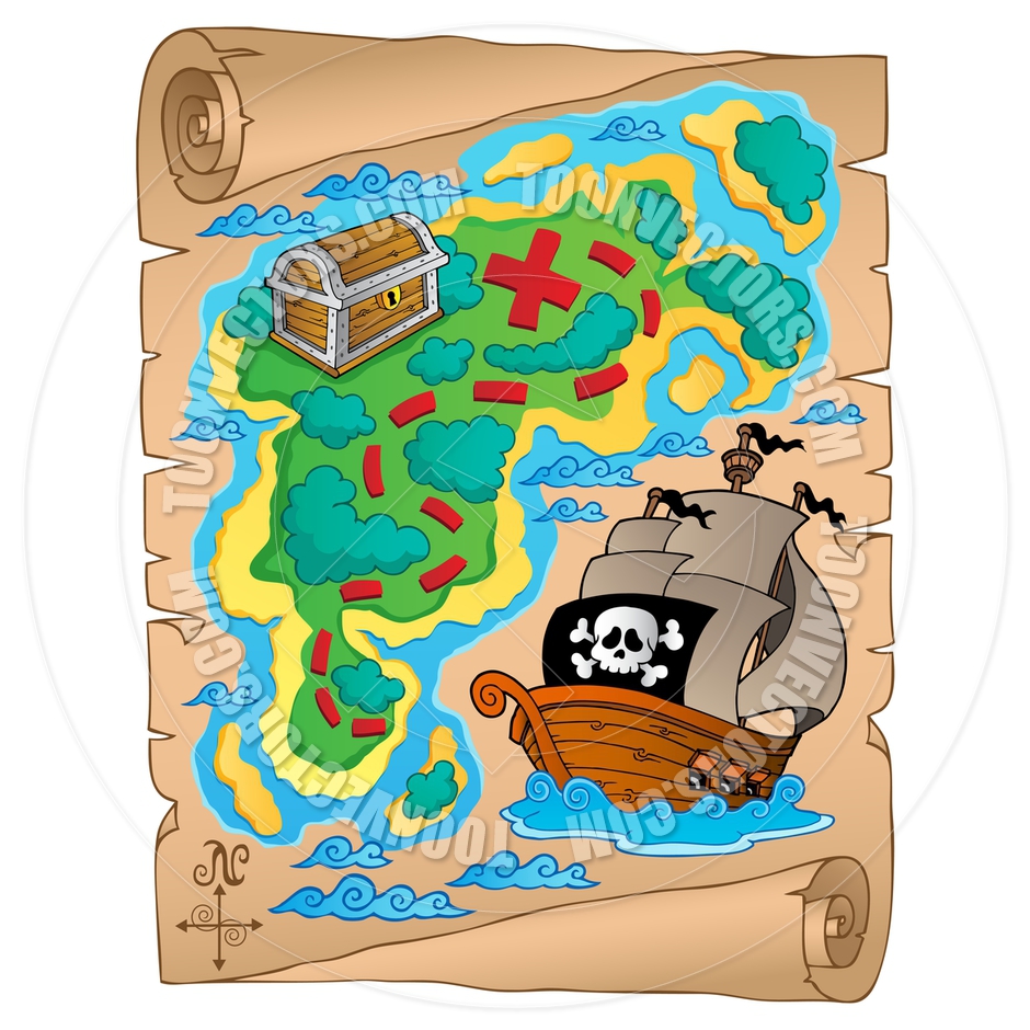 Cartoon Pirate Treasure Map Parchment By Clairev   Toon Vectors Eps