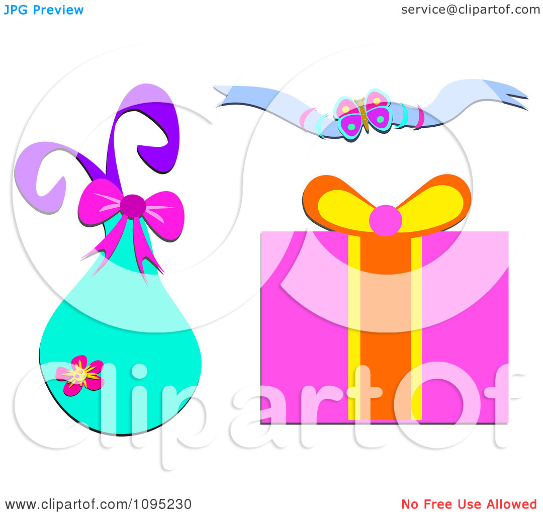 Clipart Gift Bag Box And Ribbon   Royalty Free Vector Illustration By