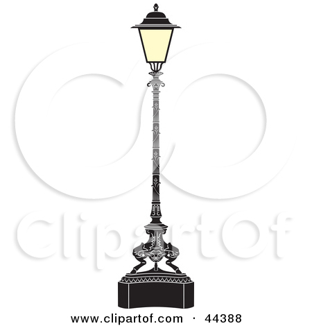 Clipart Illustration Of A Tall Wrought Iron Street Lamp