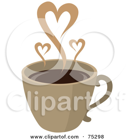 Clipart Illustration Of Steam Hearts Rising From A Brown Cup Of Coffee