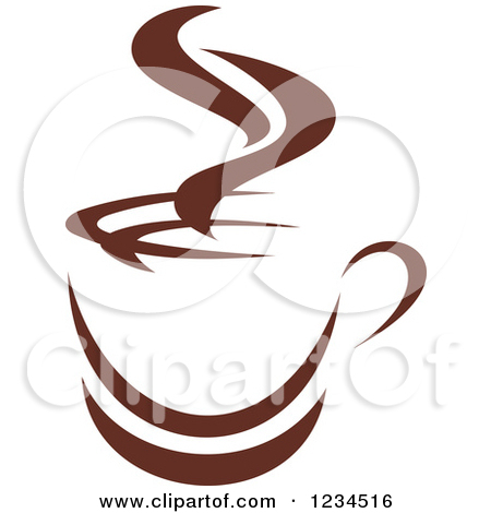 Clipart Of A Brown Cafe Coffee Cup With Steam 10   Royalty Free Vector
