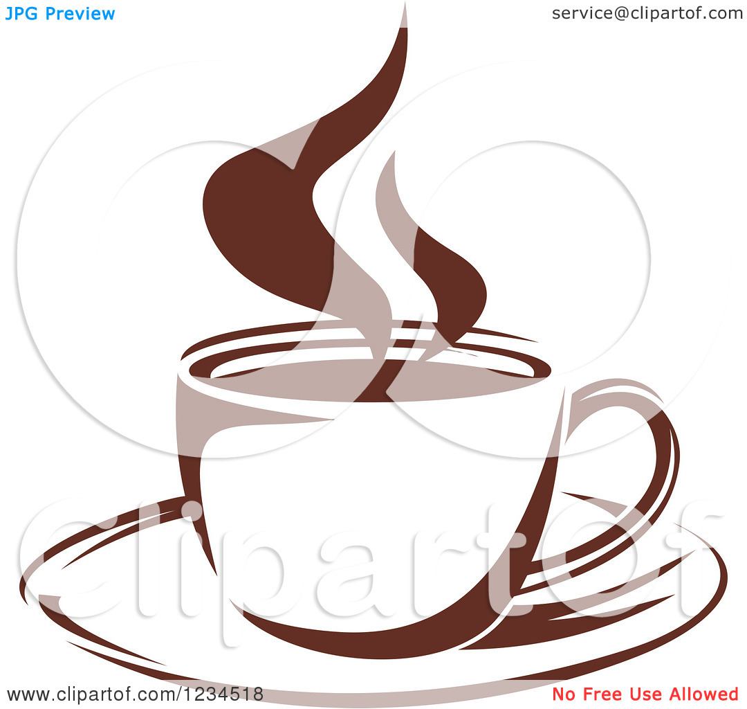 Clipart Of A Brown Cafe Coffee Cup With Steam 12   Royalty Free Vector