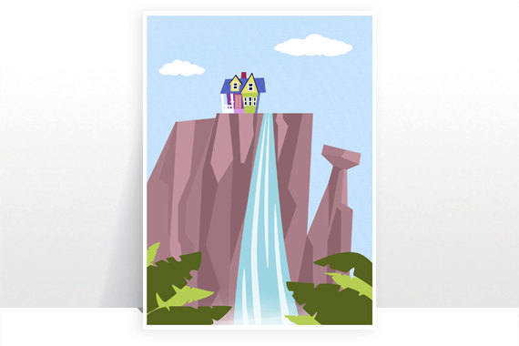 Disney Pixar Up Paradise Falls Mountain Waterfall Ellie Carl House    