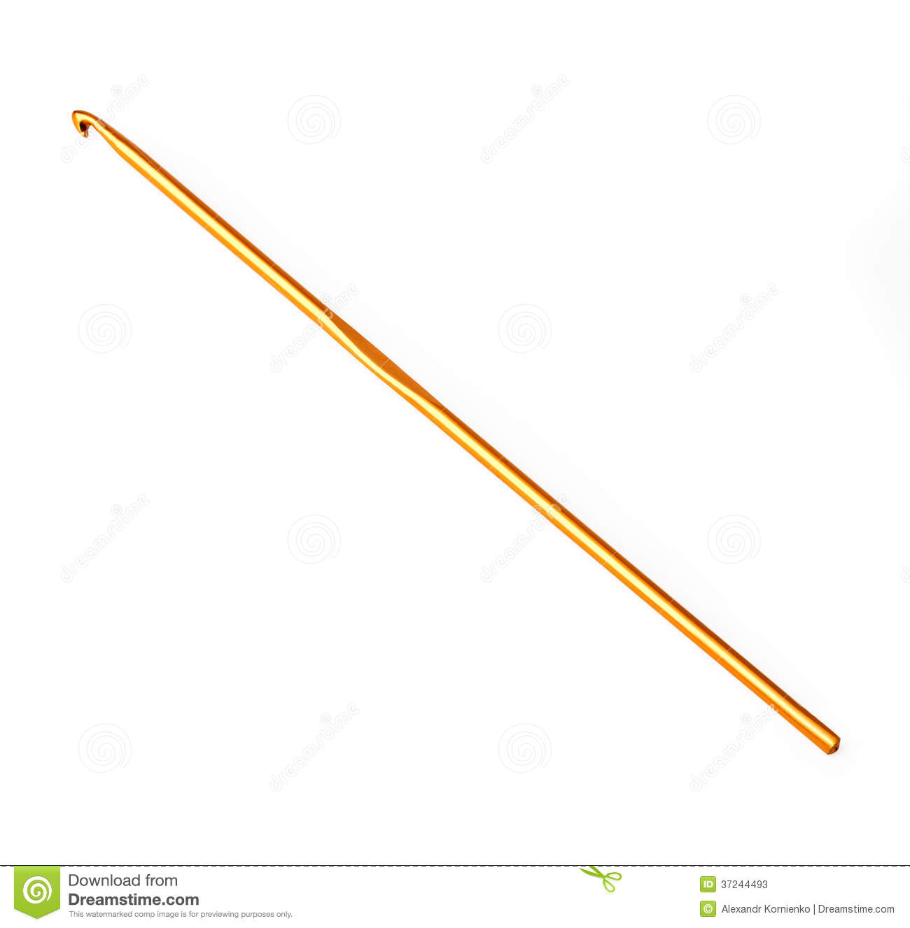 Golden Crochet Hook Isolated On White With Clipping Path 