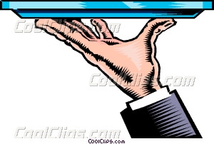 Hand With Serving Tray Vector Clip Art