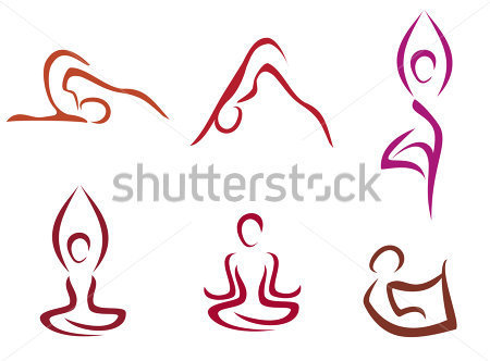 Lo Yoga Pone Simboli Impostati In Semplici Linee Stilizzate Vettoriale