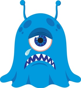 Monster Clipart Image   Creepy Blue Cyclops Monster Or Alien Crying A