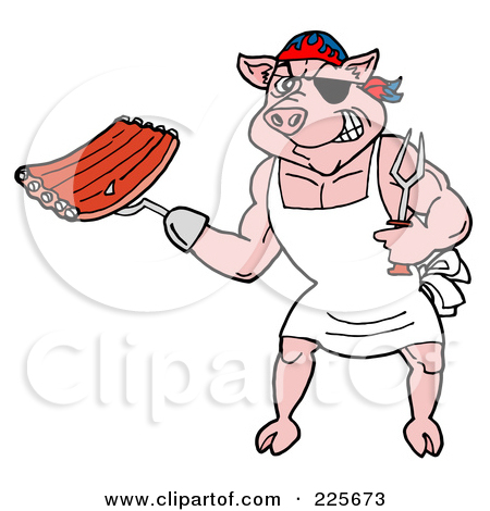 Royalty Free  Rf  Clipart Illustration Of A Pirate Pig Chef Holding