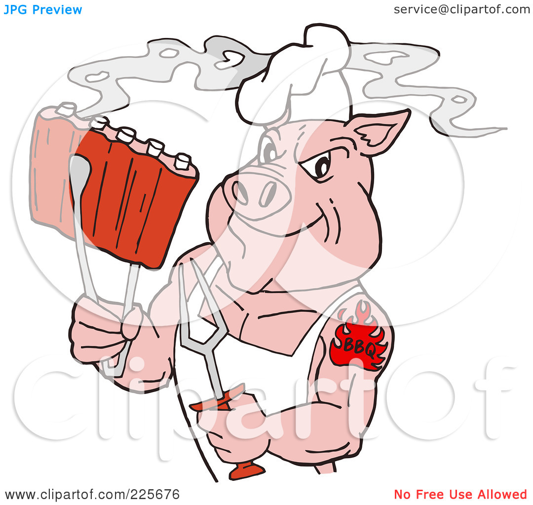 Royalty Free  Rf  Clipart Illustration Of A Strong Tattooed Chef Pig