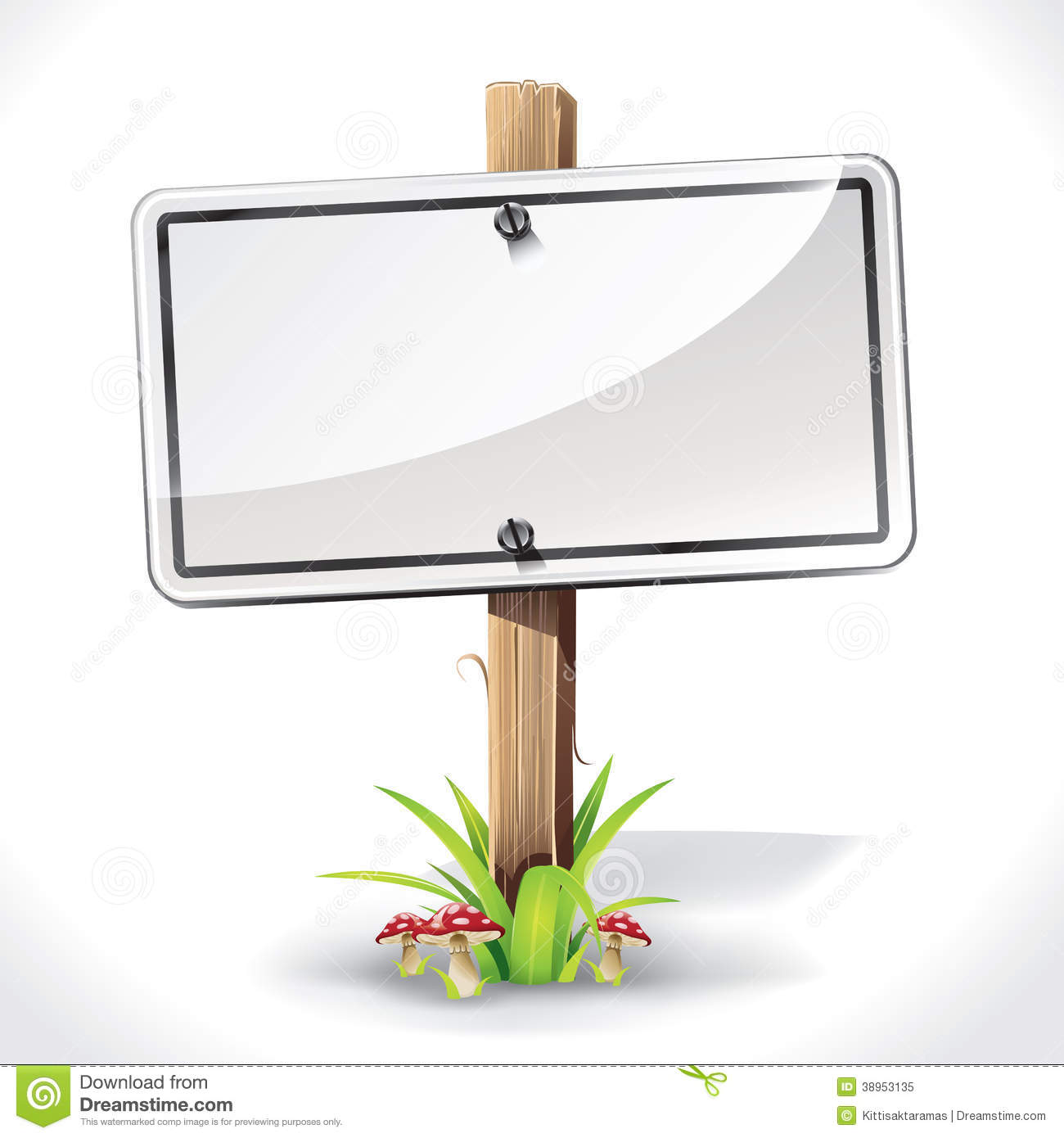 Signs Board Hanging With Wood Pole On A Grass  Stock Vector   Image