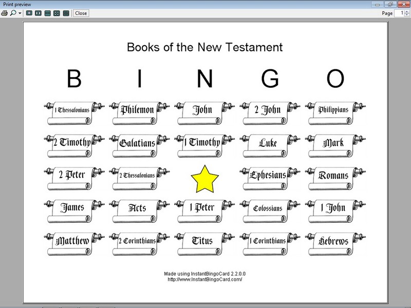 View Document   Books Of The New Testament Bingo Cards  Clip Art