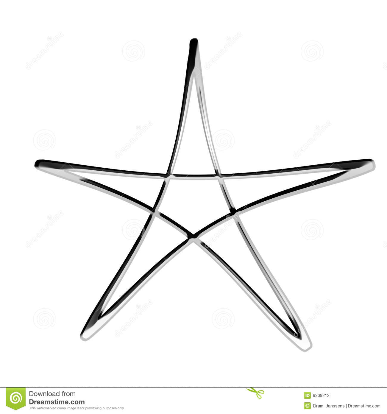 3d Silver Pentagram Symbol Isolated On A White Background 