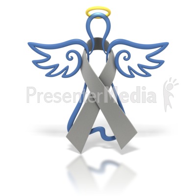 Angel Outline Grey Ribbon Presentation Clipart
