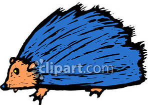 Blue Cartoon Porcupine   Royalty Free Clipart Picture