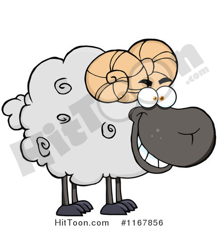 Cartoon Of A Grinning Black Ram Royalty Free Vector Clipartjpg Picture