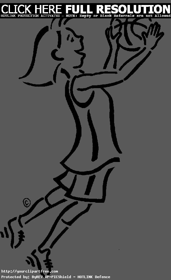  Clipart Black And White Clipart Basketball Girl Playing Basketball    