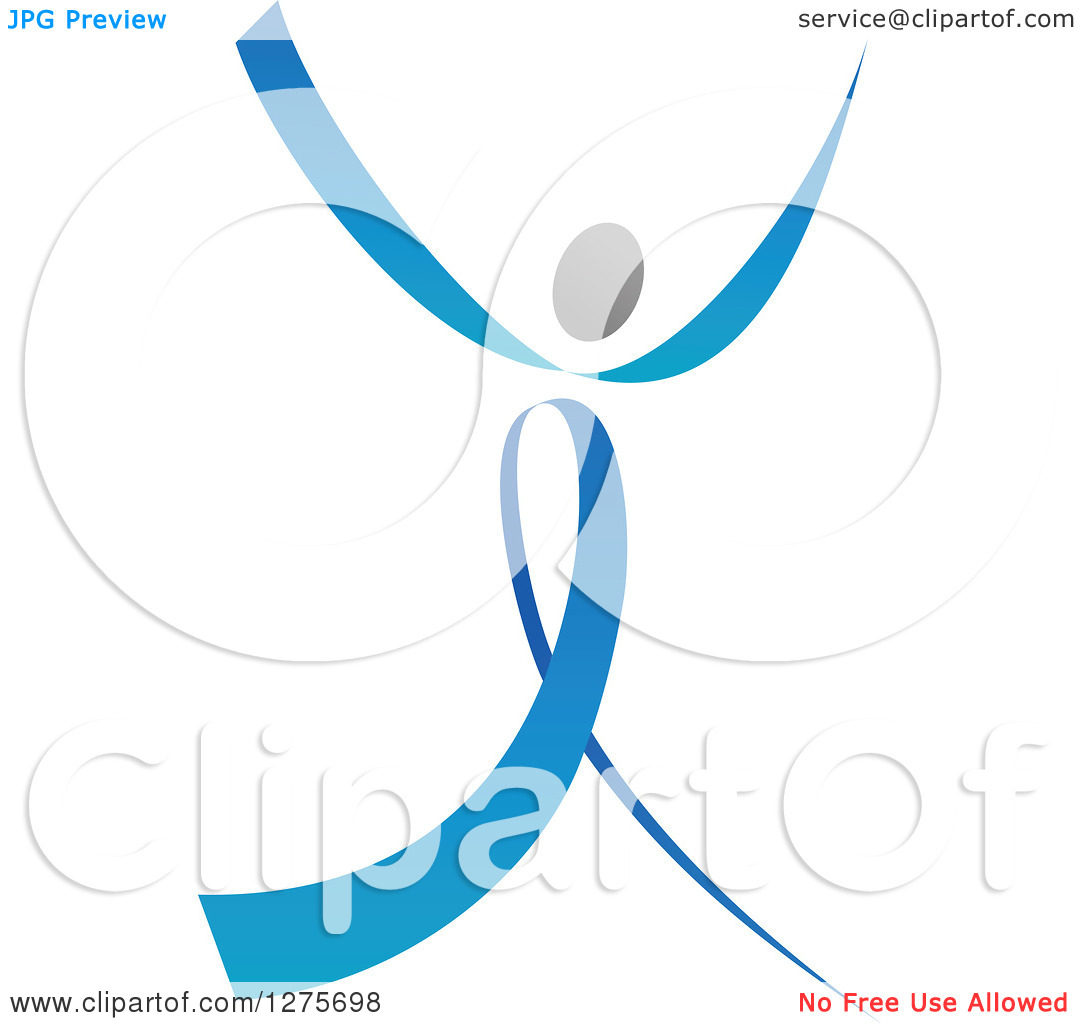 Clipart Of A Blue And Gray Ribbon Person Dancing 2   Royalty Free    