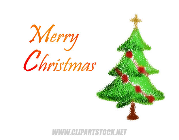 Greeting Cards Image  Christmas Tree  Free Clip Art In Crayon Sketch