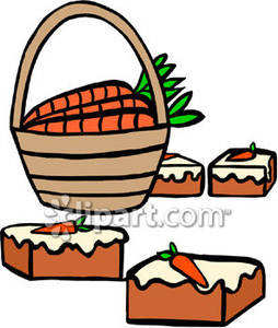     In A Basket And Slices Of Carrot Cake   Royalty Free Clipart Picture