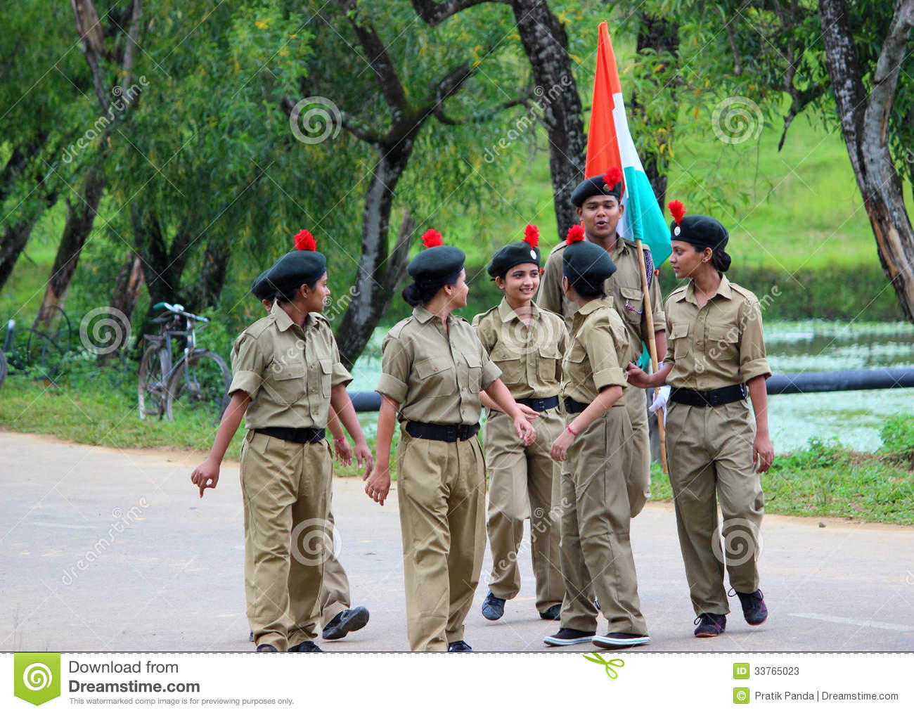 Indian Army Women Personnel With Flag Editorial Stock Photo   Image