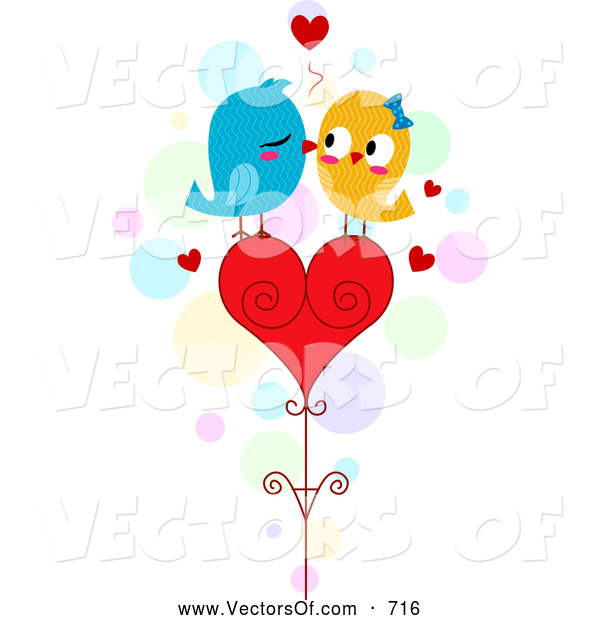 Kissing Stock Vector Clipart Birds Kissing On A Heart Tree Vector