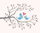 Love Kissing Birds At Tree   Royalty Free Clip Art