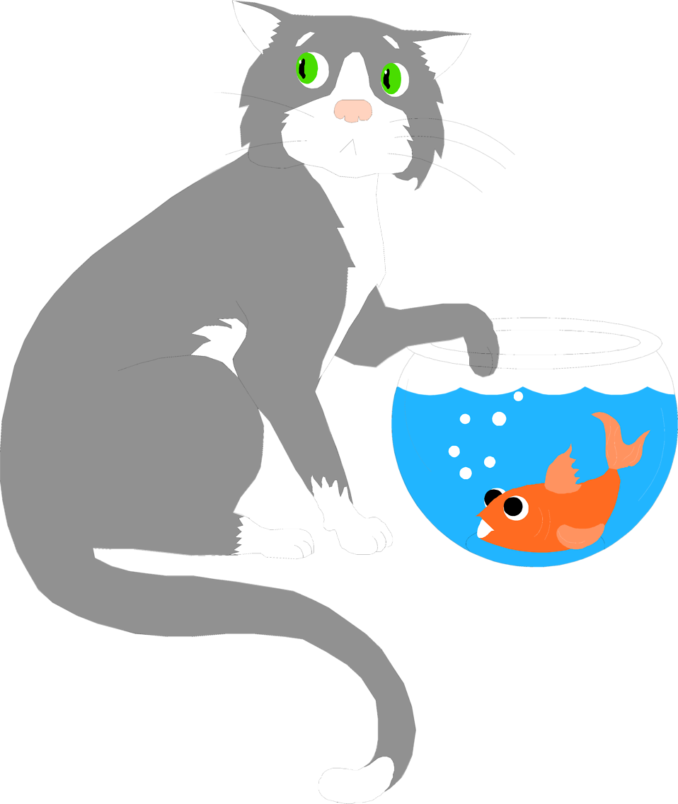 Photo   Illustration Of A Cat Sneaking A Paw Into A Fish Bowl     3057