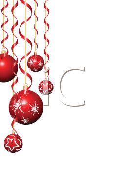 Royalty Free Clip Art Image  Red Christmas Ornaments Hanging On    