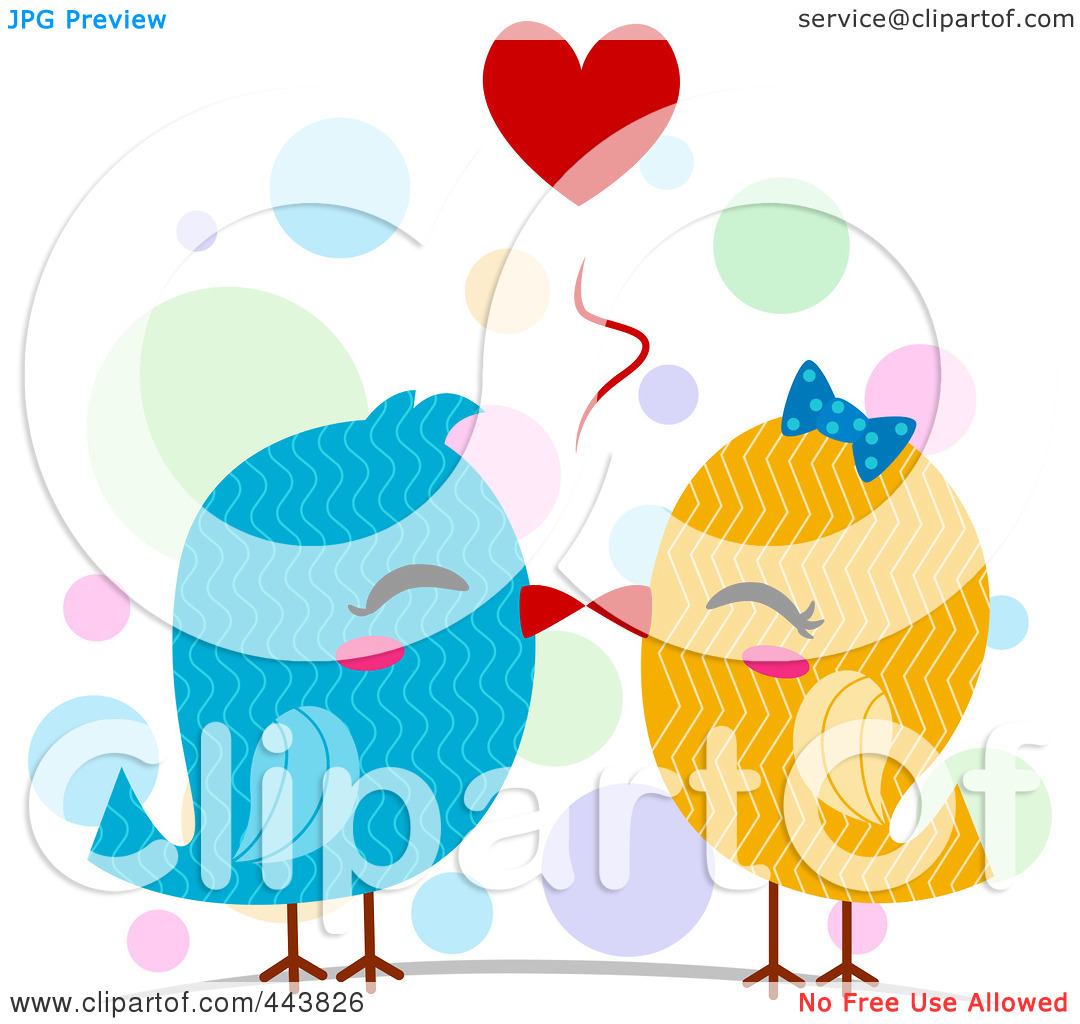 Royalty Free  Rf  Clip Art Illustration Of Kissing Love Birds By Bnp
