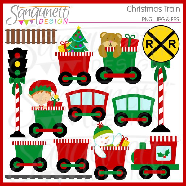 Sanqunetti Design  Christmas Train Clipart