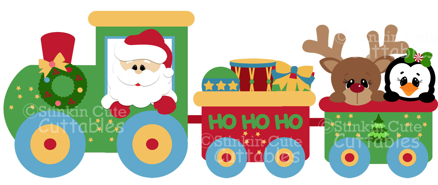 Santa Express Christmas Train Clip Art In Vibrant Colors With An Elf