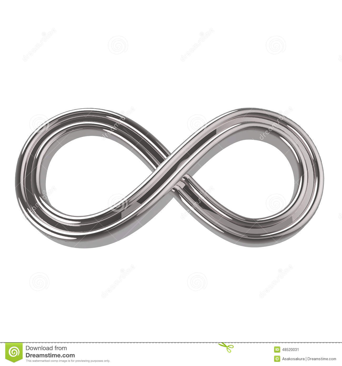 Silver Infinity Symbol  3d Render Isolated On White