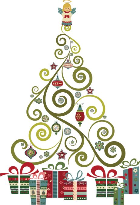 Swirly Curly Christmas Tree   Clip Art And Fonts Social Networkin    