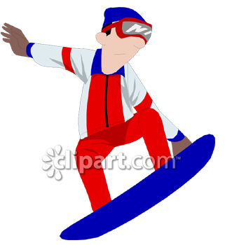 Teen On A Snowboard Royalty Free Clipart Picture