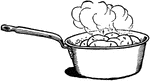 An Illustration Of Food Being Cooking In A Small Sauce Pan