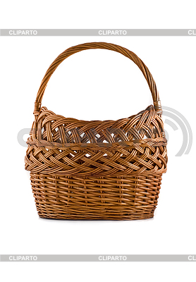 Beautiful Woven Basket For Picnic Isolated Over White Background