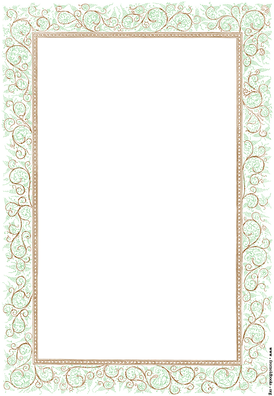 Clip Art  Victorian Floriated Border In Green And Brown Details