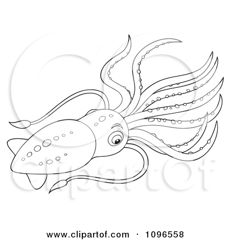 Clipart Black And White Squid   Royalty Free Illustration By Alex