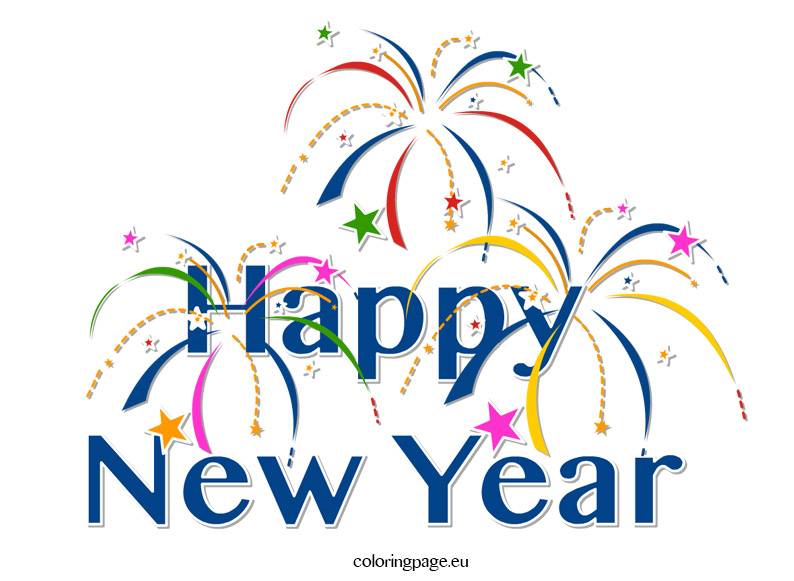 Clipart Happy New Year   Coloring Page