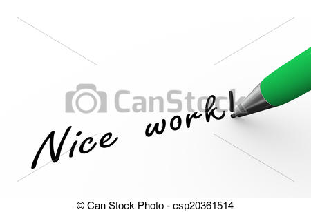 Clipart Of 3d Pen Writing Nice Work Illustration   3d Rendering Of Pen
