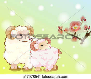 Clipart Of Animal New Year S Day Cherry Blossom Lunar New Year New