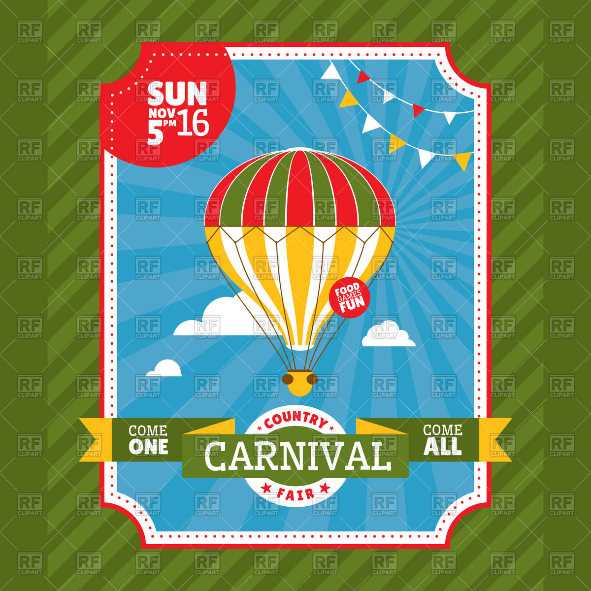 Country Fair Invitation Card With Air Balloon 51066 Download Royalty