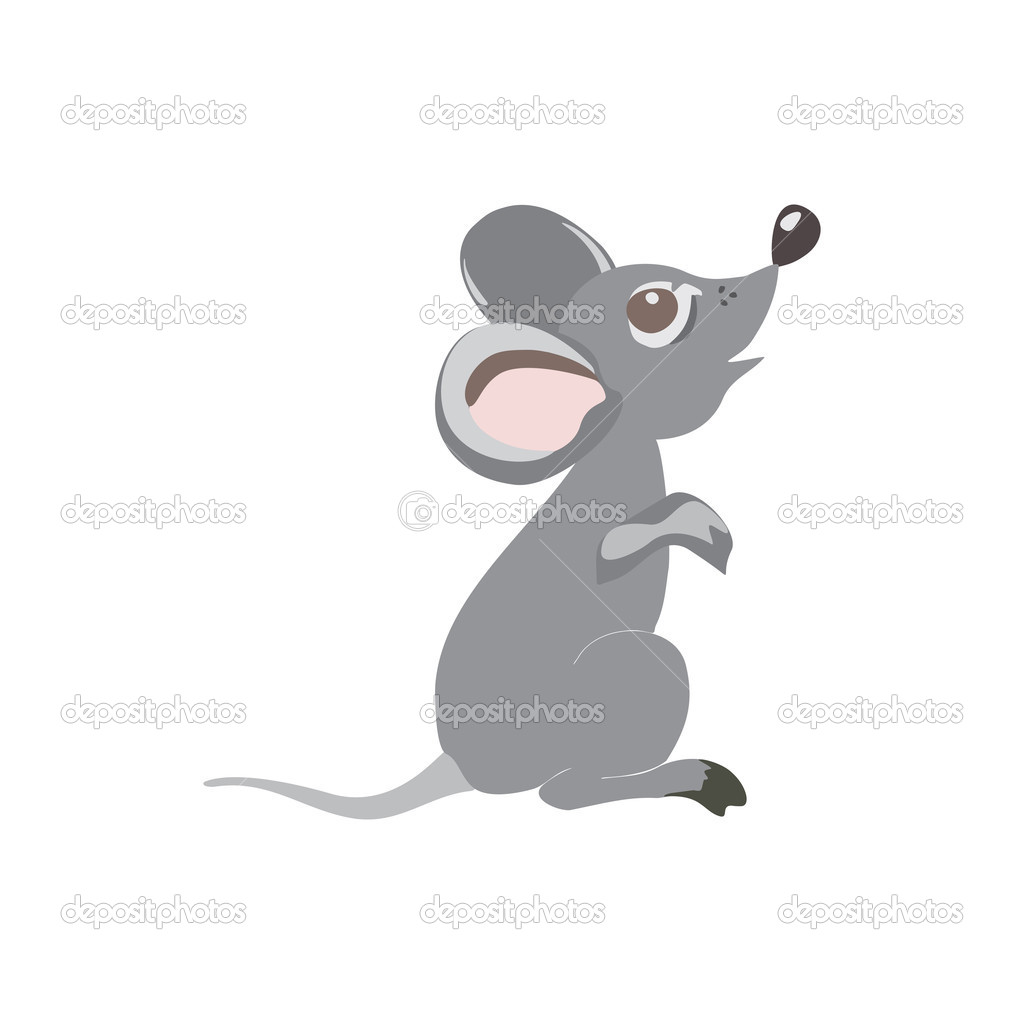 Cute Little Mouse Cartoon Isolated On White Background   Stock