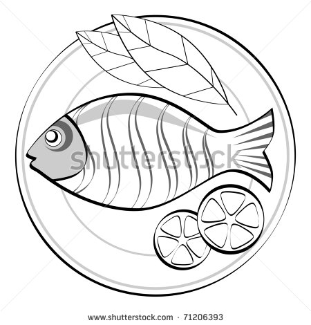 Fish On A Plate  Vector Illustration    71206393   Shutterstock