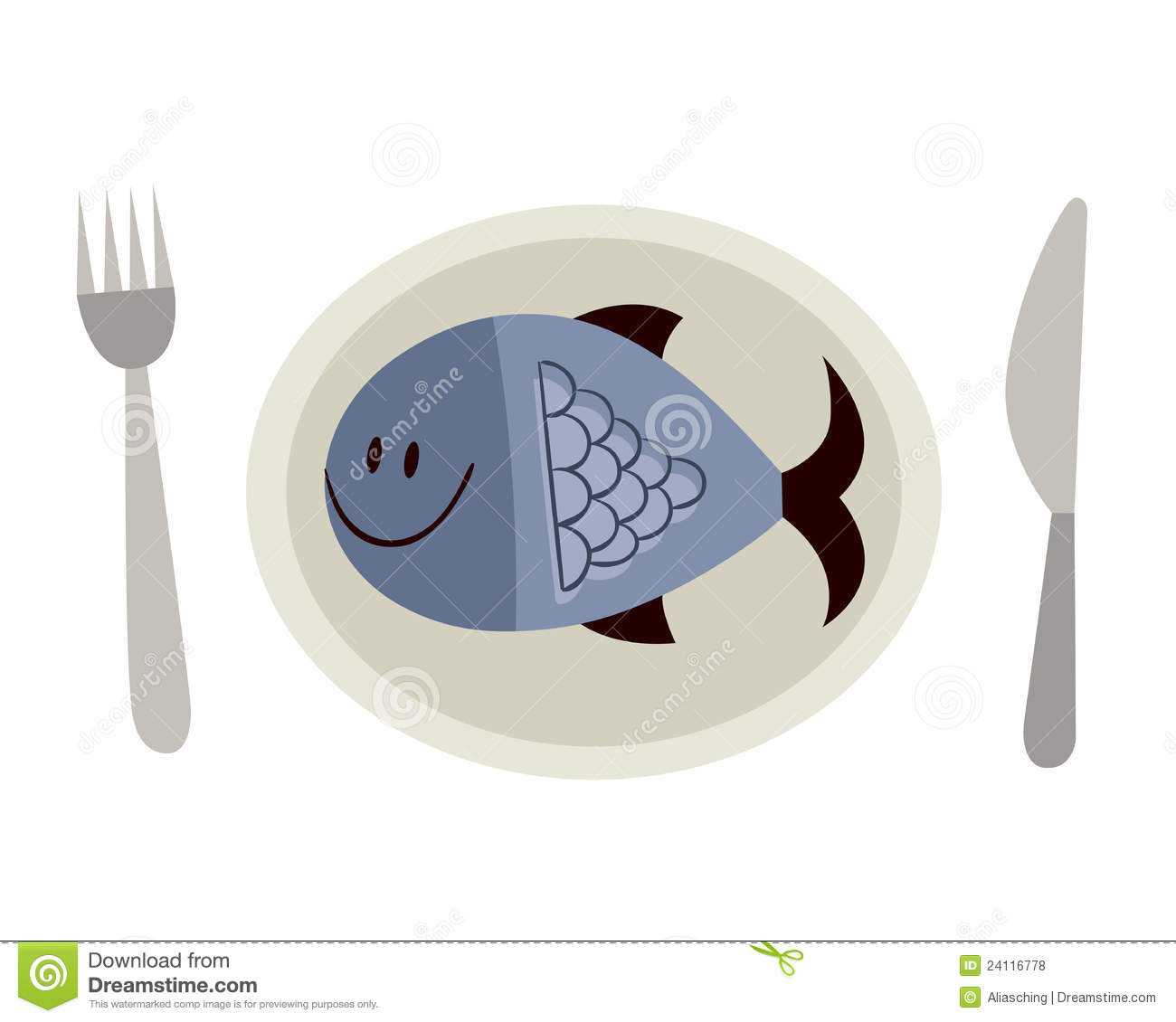 Fish On Plate Clip Art