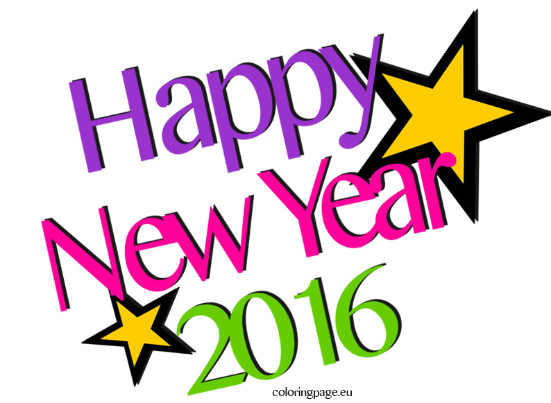 Happy New Year 2016   Coloring Page